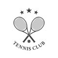 Tennis club logo design with two crossed rackets and tennis ball. Vector illustration Royalty Free Stock Photo